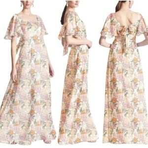 SACHIN & BABI Aurora Gown Maxi Dress Antique Bouquet Sz 10 Floral Wedding Party